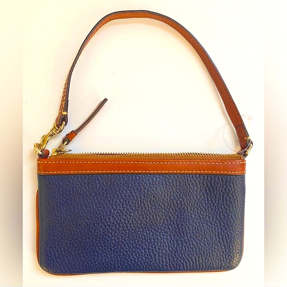 Dooney & Bourke Navy and Brown Pebbled Wristlet - Picture 4 of 6